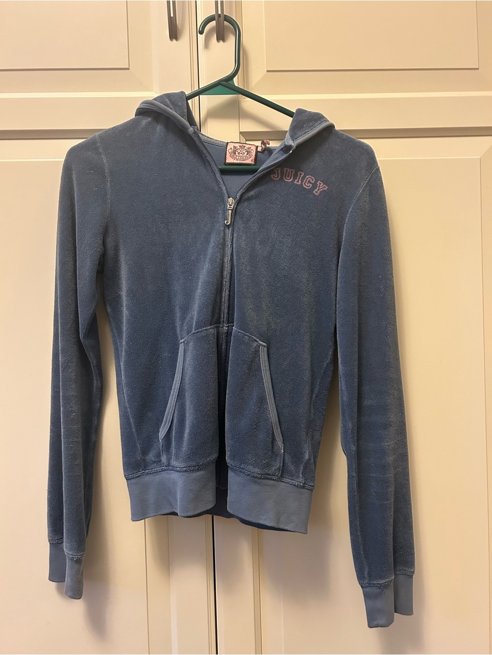 Juicy Couture Dusty Blue Velour Zip Hoodie